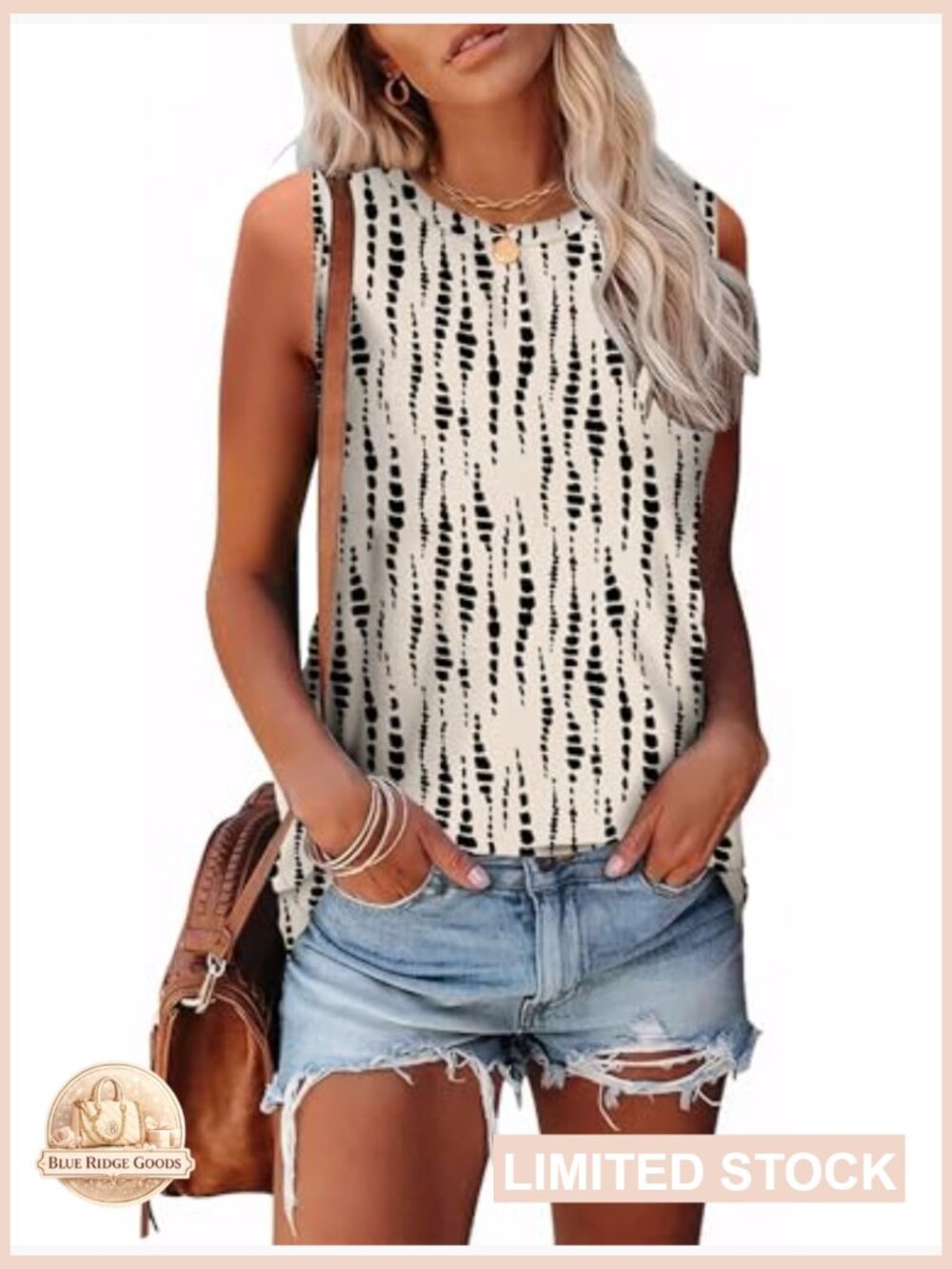 Eyelet Loose Casual Summer Tank Top Crew Neck Sleeveless Basic Women Top - Picture 2 of 7